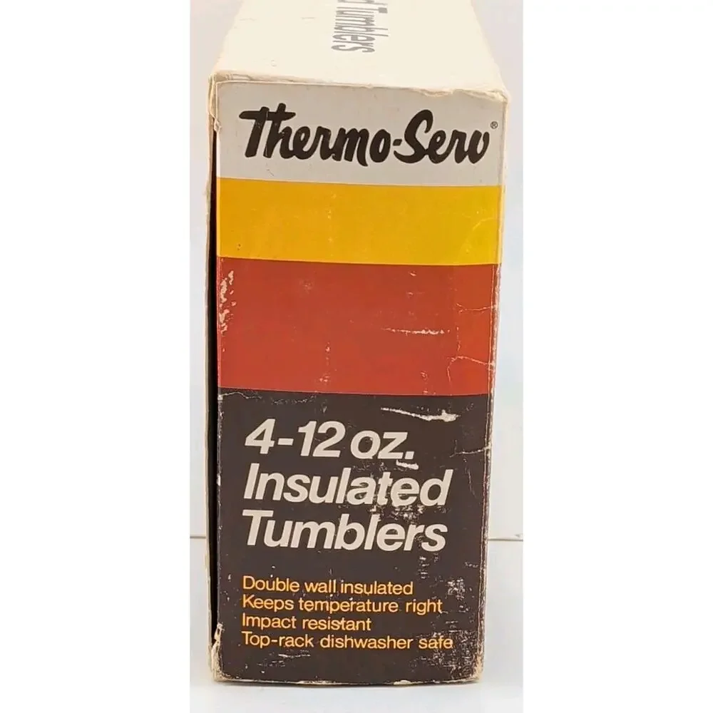 Vintage Thermo-Serv 12oz Cups Insulated Tumblers 4 Pc Set Freedom USA Thermos